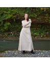 Medieval dress with round neck model Astrid, natural white