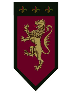 Medieval Flag Rampant Beast Gold and Fleur-de-Lis