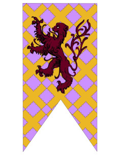 Medieval Banner with Crossed Flag and Rampant Lion