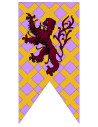 Medieval Banner with Crossed Flag and Rampant Lion