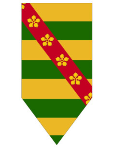 Medieval Flag with Band and Floral Decorations
