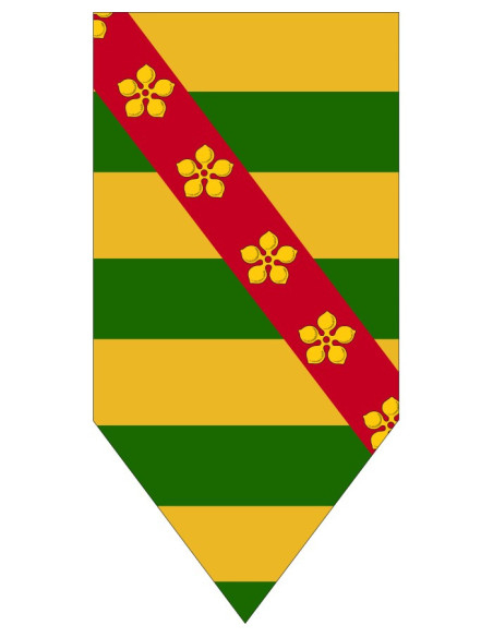 Medieval Flag with Band and Floral...