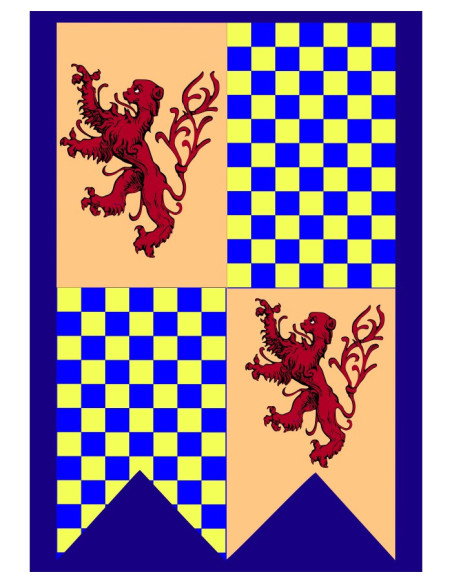 Medieval Lion Flag with Checkered Board