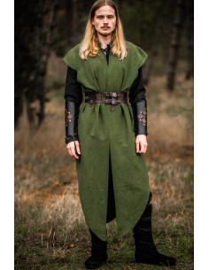 Medieval sleeveless tunic model Ranger Arun, green color