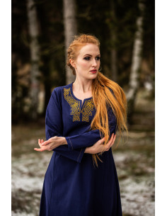 Long Viking dress model Aslaug, blue color 2