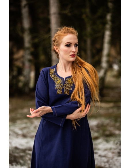 Long Viking dress model Aslaug, blue...