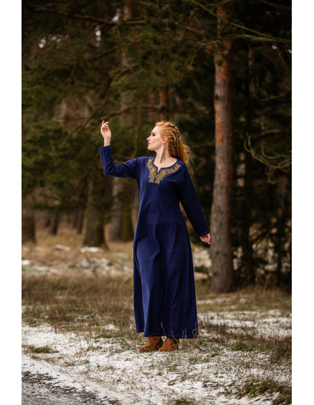 Long Viking dress model Aslaug, blue...
