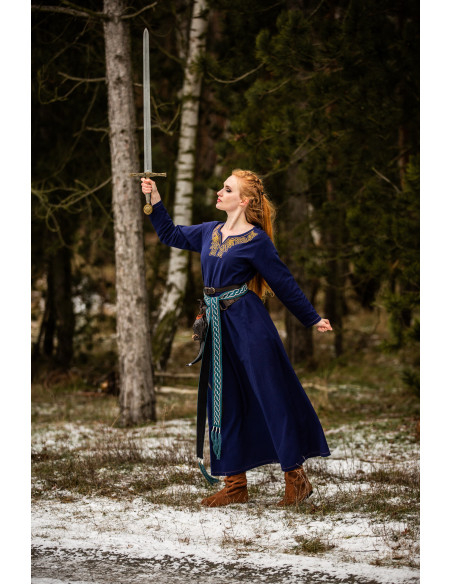 Long Viking dress model Aslaug, blue...