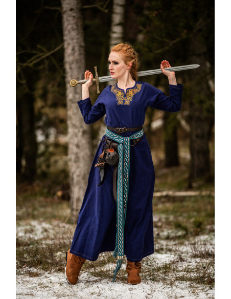 Long Viking dress model Aslaug, blue...