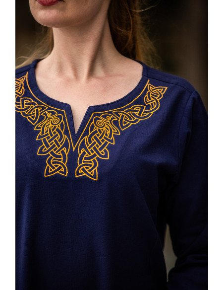 Long Viking dress model Aslaug, blue...