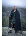 Viking cloak in wool with hood model Valdemar, black color