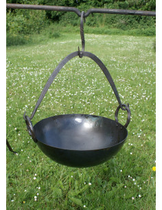 Adjustable pot support with two hooks, handcrafted 2