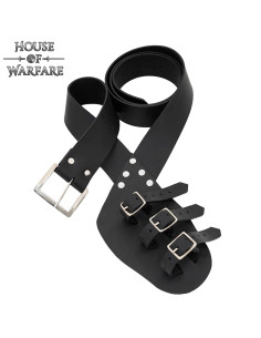 Medieval leather sword belt, black color