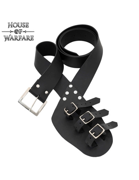 Medieval leather sword belt, black color
