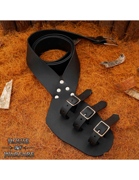 Medieval leather sword belt, black color