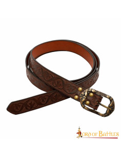 Renaissance belt in embossed brown leather