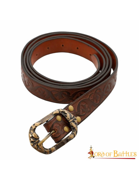 Renaissance belt in embossed brown...