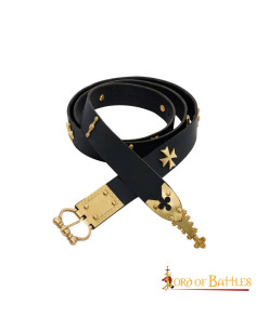 Medieval leather belt with brass details