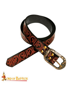 Medieval fantasy embossed leather belt