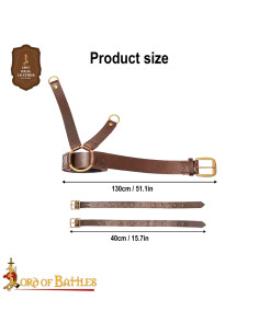 Medieval leather baldric for hanging swords, brown color 2