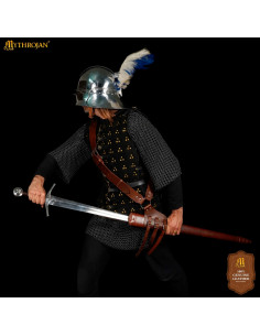 Medieval brown leather baldric for hanging sword, right hand 2