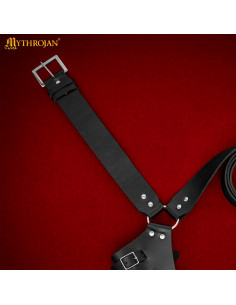 Medieval black leather hanger for sword, left hand 2