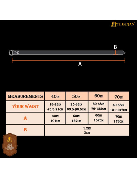 Black leather Viking belt with round...