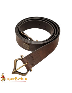 Renaissance Medieval Belt with Brass Buckle, Brown Color