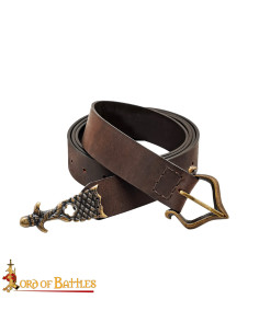Renaissance Medieval Belt with Brass Buckle, Brown Color 2