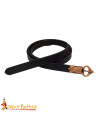 Saxon Medieval Belt with Bronze Buckle, Black Leather