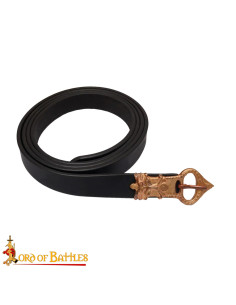 Saxon Medieval Belt with Bronze Buckle, Black Leather 2
