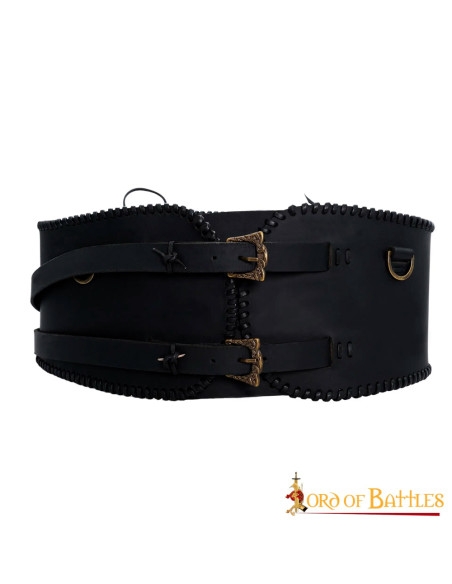Wide warrior belt handmade, black color