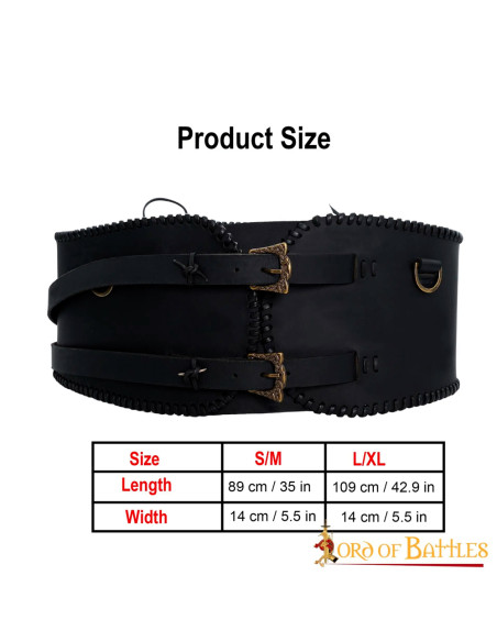 Wide warrior belt handmade, black color