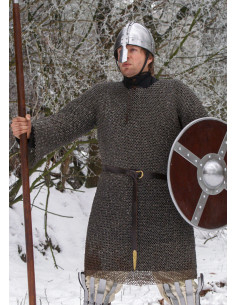 Flat riveted ring chainmail hauberk model 2