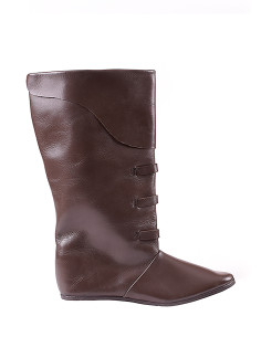Knee-high boots with buckles, dark brown color. 2