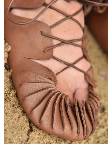 Brown leather Roman sandals with lace... Brown leather Roman sandals with lace...