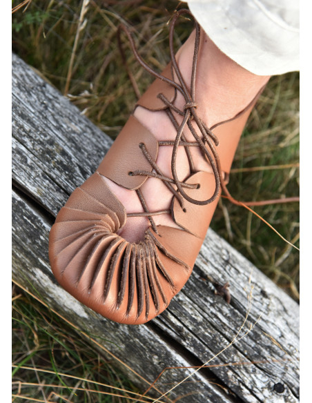 Brown leather Roman sandals with lace... Brown leather Roman sandals with lace...