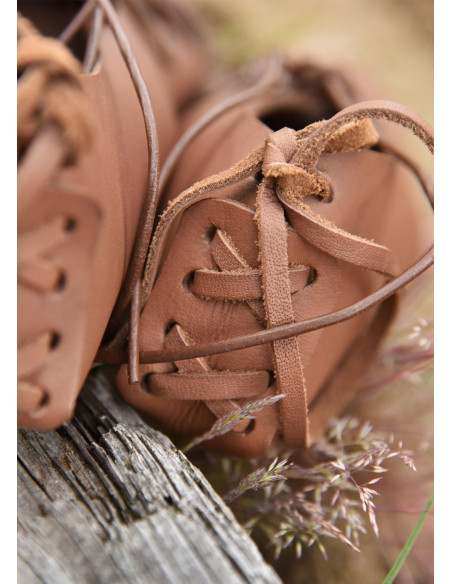 Brown leather Roman sandals with lace... Brown leather Roman sandals with lace...