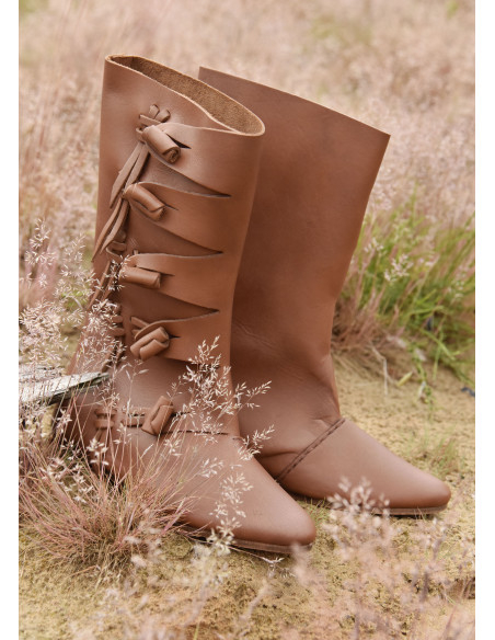 Medieval tall boots with knot...