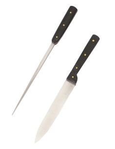 Medieval table knife with punch, stainless steel