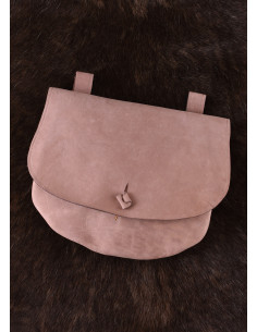 Leather bag with belt loops, curved shape