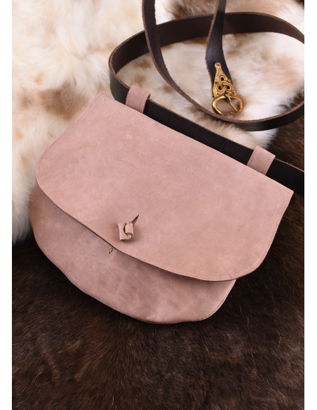 Leather bag with belt loops, curved...