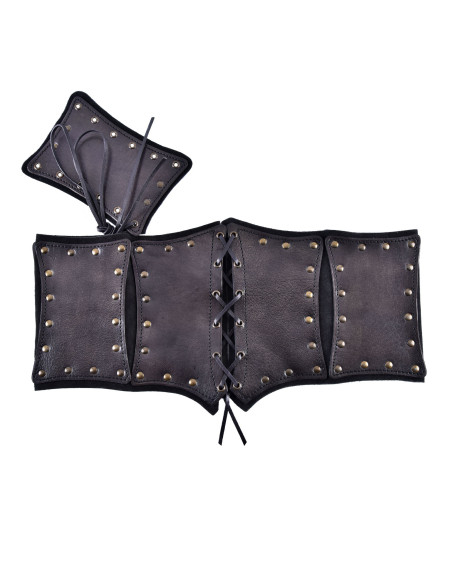 Leather bustier with a soft suede...