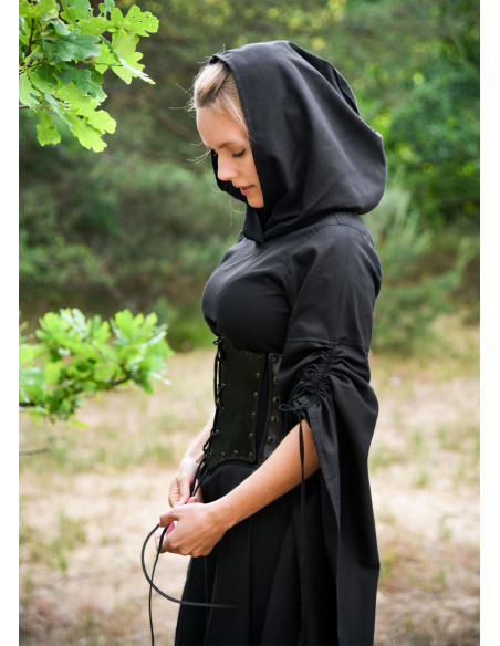 Leather bustier with a soft suede...