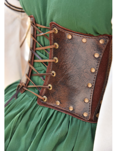 Leather bustier with a soft suede...