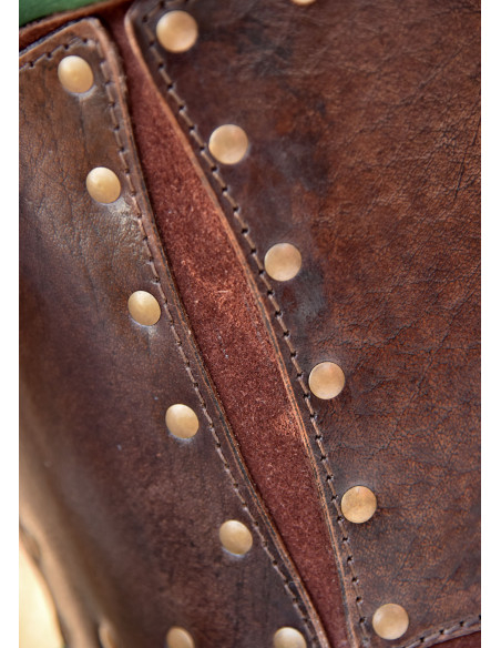 Leather bustier with a soft suede...