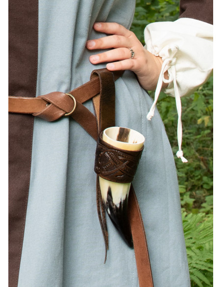 Horn holder with embossed dragon...