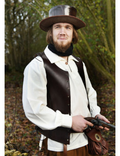 Medieval leather hat with wide brim, brown