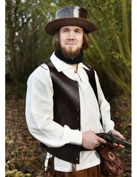 Medieval leather hat with wide brim,...
