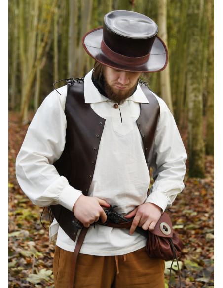 Medieval leather hat with wide brim,...